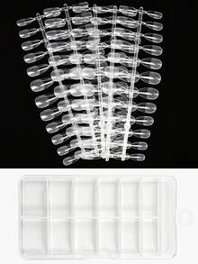 120 piezas de uñas postizas redondas transparentes mates de tamaño mediano, 12 tallas, adecuadas para salones de uñas y manualidades - transparente - Ver 7