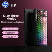 HP 透明冰塊高顏值機械手感鍵盤K120！三模無線有線隨心連 ，RGB幻彩燈效+靜音按鍵，遊戲辦公氛圍感拉滿 - 查看 2