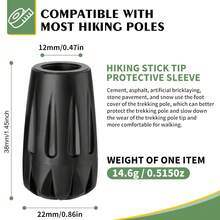 Durable Replacement Trekking Pole Tips, Anti Slip Hiking Pole Tips For 11mm Standard Poles, Shock Absorbing Trekking Pole Tips Caps,30PCS - Black - View 2