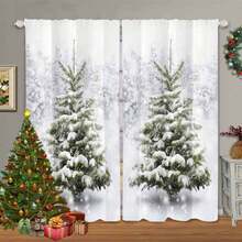 2pcs Cedar Digital Print Curtains - Soft Translucent Polyester Material, Suitable For Living Room, 52*84 Inches - White - View 10