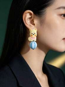 1 Pasang Anting-Anting Bola Alpaca yang Dipersonalisasi, Serbaguna, dan Manis, Cocok untuk Anak Perempuan, untuk Perjalanan Sehari-hari, Pesta, Kencan, dan Acara Kumpul-kumpul. - MultiWarna - View 4