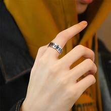 Viking Rune Ring Black Blue Enamel Minimalist Jewelry Stainless Steel Ring Men's Birthday Gift Daily Wear Valentine's Day Father's Day Gift Non-Allergic Non-Fading - Multicolor - View 3