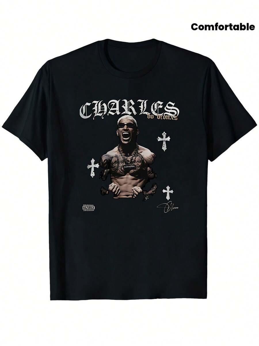Men'S Oliveira Graphic Tee - Black Fight Celebration Tee Featuring A Striking Fighter Graphic, Essential For Fans And Fighters Alike - Comfortable For - Black - View 1