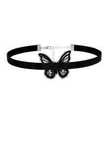 1pc Women's Dark Vintage 3D Butterfly Gothic Choker Necklace, Personalized Collarbone Chain Necklace - Multicolor - View 6