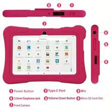 yesido Tablet 7 inci dengan RAM 4GB + ROM 64GB / Prosesor Quad-Core 1.3GHz / Android 13 MTK8321 / Layar IPS HD 1280x800 / Kamera 2MP+5MP / Baterai 4000mAh / WiFi, Kontrol Orang Tua, Edukasi, Game / Bahan ABS + Silikon, Tablet Edukasi - Biru - View 9