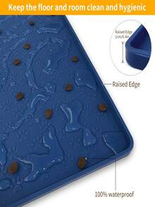 Universal Pet Feeding Mat, Suitable For Cats And Dogs, Prevents Food And Water Spills, Fits Small, Medium And Large Pets, Non-Slip Design, Suitable For Daily Feeding, Protects Floors From Food And Water Bowl Spills And Stains - Blue - View 8