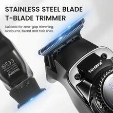 Hatteker 1pc Men's Oil Hair Clipper LCD Digital Display USB Rechargeable High Power Electric Hair Trimmer Barber Shop Hair Clipper Razor - View 7