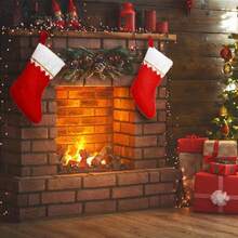 12pcs Red Felt Christmas Stockings, Christmas Fireplace Santa Socks, Christmas Tree Hanging Socks, Decorative Gift Packaging - A - View 4