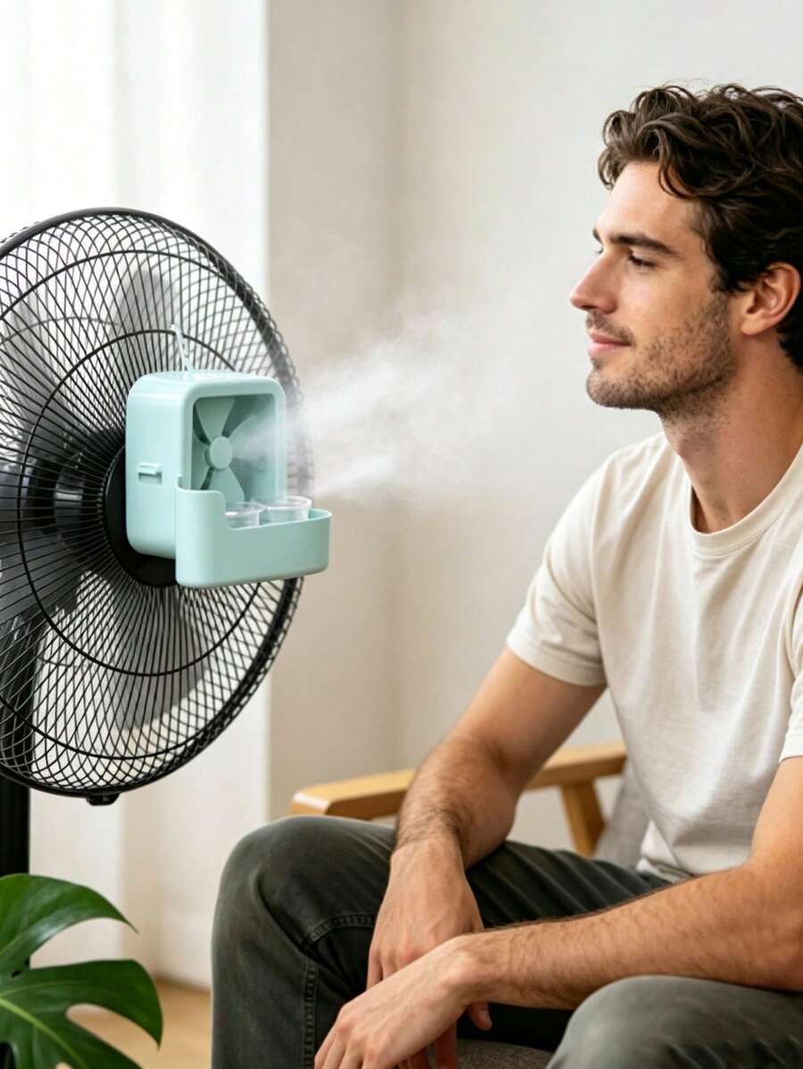 6pcs/1 Set Portable Spray Cooling Fan, Clip-On Hands-Free Operation, Dual Chamber Cooling, Fast Cooling Without Electricity, Suitable For Home, Office, Outdoor, Travel, Fan Cooling Spray Accessory, Portable Humidifier Attachment For Home Fan, Summer Essential, Home Essential, Travel Essential, Gift Essential