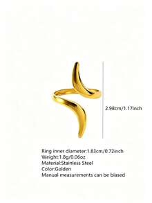 2pcs Minimalist Fashion Elegant Style Asymmetrical Geometric Stainless Steel Women's Jewelry Set Suitable For Daily Wear/Party/Evening/Commute/Holiday Gift - Yellow Gold - View 14