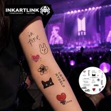 INKARTLINK 1 Peça Adesivo de Decoração de Apoio de Ídolo Coreano Cartoon, Tatuagem Temporária à Prova d'Água para o Corpo, Adesivo de Tatuagem Colorida por Transferência de Água, Dura 2-5 Dias, Adequado para Homens e Mulheres, Essencial para Pessoas, Festa, Decoração, Celebração de Feriados, Decoração Corporal - Multicolorido - Visão 7