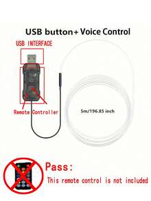 196 Inch Car Interior LED Light Strip USB Powered RGB Ambient Light Kit With APP Control Fiber Optic Lights And Music Sync Rhythm, Suitable For Car Doors, Center Console And Dashboard (Remote Control Not Included) - 彩色 - 查看 11