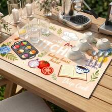 1pc Dish Drying Mat, Coffee Machine Mat, Kitchen Absorbent Non-Slip Mat, Cartoon Cooking Style Heat-Resistant Mat, Stove Countertop Heat-Resistant Mat, Baking Food Theme Decorative Mat, Suitable For Living Room, Dining Table, Restaurant Scenes, Kitchen Decor - XYLSD699 - View 6