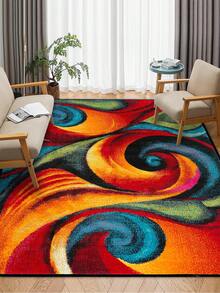 1pc Geometric Textured Pattern Rug, Black White Gray Printed Polyester Rectangular Easy Care Washable Area Carpet, Suitable For Living Room, Hallway, Bedside, Living Space, Bedroom, Office, Kitchen, Farmhouse Home Decor - Multicolor - View 23