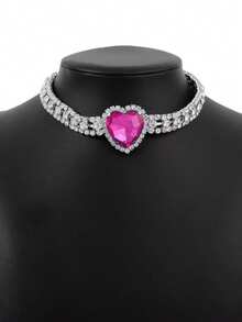 Jewelry Rhinestone Choker Necklace With Large Crystal Claw Chain, Versatile For Daily Wear And Evening Dress Accessory - Silver - View 2