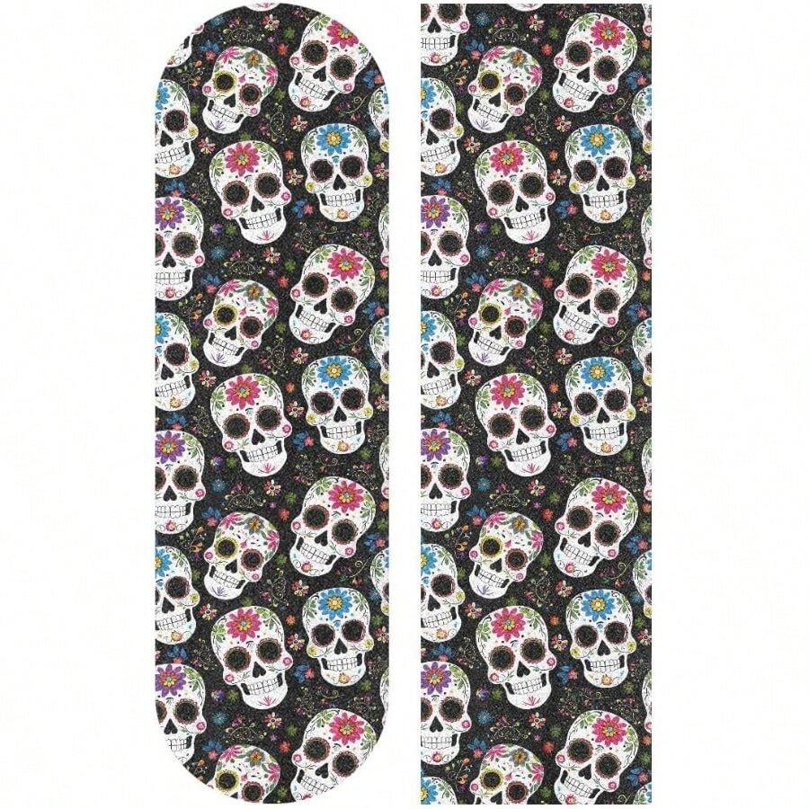Skull Puttern Skateboard Grip Tape Sheet Scooter Deck Sand Paper 9" X 33" - Skull Pattern - View 1