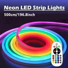 RGB 紅外線霓虹 LED 柔性燈條,聖誕臥室氛圍燈,電競裝飾,送給朋友與愛人的驚喜禮物,派對氛圍,24 鍵遙控變色燈條,節日室內/室外裝飾燈,1m/2m/3m/4m/5m - 多色(白色橢圓形控制器) - 查看 15