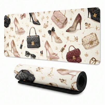 1pc Mouse Pad, Luxury Fashion Accessories Collage, Non-Slip Backing, Study Desk, Study Room Desk, Gaming Setup Accessories, Workspace Decor, Keyboard Mouse Accessories