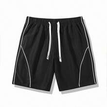 Men's Plus Size Summer Casual Sports Drawstring Waist Shorts - Black - View 3