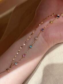 1 Dopamine Rainbow Bubble Double-Layer Bracelet, Small And Fresh, With A Vintage Style - Gold - View 5