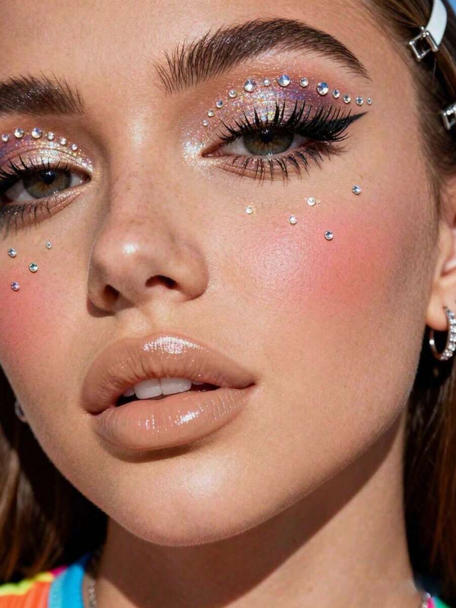 Self-Adhesive AB Rhinestone Face Stickers, Teardrop & Round Crystal Eye Gems, Suitable For Festival Carnival Party Makeup, Nail Art & Body Decoration