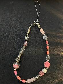 Cadena de teléfono para estudiante premium transparente con cuentas CCD, cordón corto para bolso, cadena de teléfono y llavero - Multicolor - Ver 3