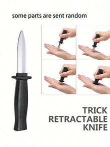 1 pieza Cuchillo retráctil de plástico con resorte como broma de susto o novedad - Negro - Ver 18