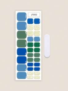 New Cross-Border Semi-Cured Gel Toe Nail Stickers, Glitter Shiny Design, In Stock Wholesale, Waterproof And Long-Lasting - Dusty Blue - View 2