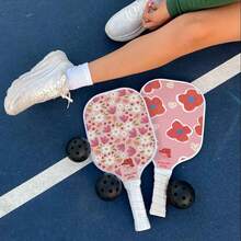 Pickleball Paddle Set Lightweight Pickleball Racket For Adults & Beginners Pickleball Paddle Set With 2 Balls Pattern Pickleball Paddle Lightweight Fashion Pickleball Racket Sports Gift - Pink - View 2