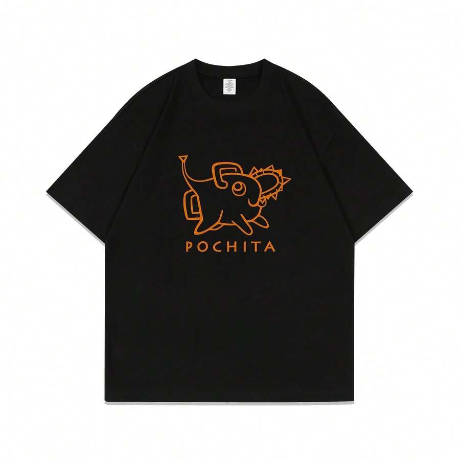 Japanisches Anime Chainsaw Mans Pochitas bedrucktes T-Shirt Herren und Damen T-Shirt Herren Oberteil Sport T-Shirt Herren T-Shirt Sommer Tee - Form - Übersicht 1