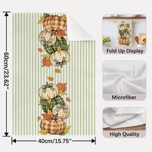 2件組 綠色條紋南瓜圖案印花 40*60cm 鄉村農場風長方形超細纖維廚房抹布 洗碗布 桌布 手巾 廚房裝飾 家居裝飾 鄰居喬遷禮物 廚房餐巾 - 嫩芽綠色 - 查看 3