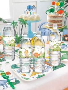 10pcs Dinosaur Water Bottle Stickers,Watercolor Cute Dinor Print Adhesive Bottle Label Wrap For Gender Reveal Party,Boys Birthday Party DIY Decor - Multicolor - View 9