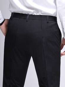 Pantalones negros formales largos para hombre, pantalones de caballero, estilo formal de negocios, para otoño - Negro - Ver 6