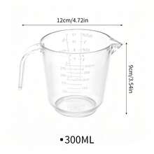 Set 3 Buah Gelas Ukur Transparan Berskala dengan Pegangan dan Corong, Gelas Ukur Plastik Berskala, Gelas Ukur Cairan Tahan Panas, Cocok untuk Memanggang, Kopi, Susu, dan Persiapan Dapur - transparan - View 2