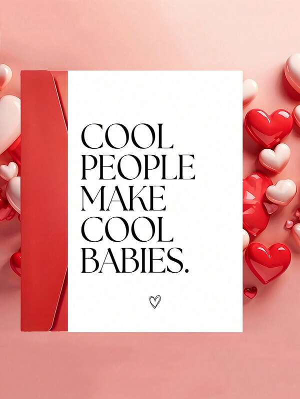 1pc "Cool People Make Cool" Funny Minimalist New Arrival Card With Envelope, Humorous Congratulation Greeting For Parents, Suitable For Birth & Baby Shower, Blank Inside