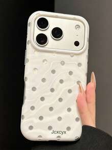 Fashion Minimalist Marble Polka Dot Pattern Phone Case, Compatible With IPhone 17 Pro Max 17 Pro 17 16 Pro Max 15 14 13 12 Pro Max, Lens Protection Back Cover - White - View 3