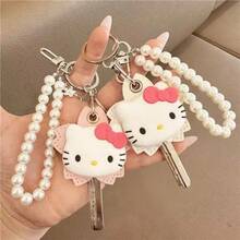 SANRIO 1個 Hello Kitty 鑰匙圈鑰匙套，粉色花卉圖案配珍珠手鍊掛繩，小型 RFID 防護卡套，可愛配件禮物，適合女性背包與手提包裝飾 - 查看 5