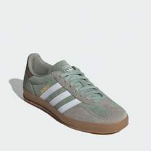 Adidas Originals GAZELLE INDOOR Leather Fashionable Comfortable Low-Top Sneakers Unisex Green-Grey - Greenish-gray - View 6