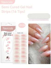Harunouta 16 Dicas Rosa Branco Ombré Blush Gradiente Glitter Gel Semi Curado Tiras de Unhas Rosa Suave Branco Gradiente Envoltórios de Unhas de Gel Brilho Fino Gradiente Branco Adesivos de Unhas Pastel Fácil DIY Arte de Unhas em Casa Efeito de Salão Brilhante Envoltórios de Unhas - Multicolorido - Visão 3