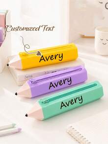 Personalized Silicone Pencil Case, Customized Name Pencil Bag, Large Capacity Stationery Storage Bag With Zipper, Suitable For School, Office And Travel, Washable Storage Bag, Suitable For Students, Teachers And Office Workers, Back To School Gift - Multicolor - View 4