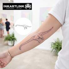 INKARTLINK 1入古生物線條藝術裝飾貼紙 防水臨時身體彩繪紋身貼 持久1-2週 植物紋身果汁紋身貼 適合女孩禮物 派對必備裝飾 - 黑色 - 查看 2