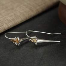 Gmzalx Minimalist Bohemian Trumpet Flower Design Earrings, Suitable For Daily Commute, Date, Afternoon Tea Outfits And Niche Earrings - Two-color - View 5