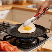 Sartén de parrilla de hierro fundido para exteriores, perfecta para camping familiar y parrillas en el patio. Antiadherente, duradera, sartén grande. Ideal para fiestas y cocina todo en uno de carnes y verduras. - Ver 6