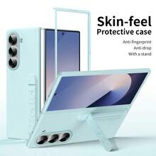 Funda para teléfono Galaxy ZFold3/Fold4/Fold5/Fold6/Fold7/Fold8/Fold8Ultra/W26 con diseño de marco de protección de lente, versátil y de moda, funda para teléfono con soporte, funda para teléfono de unicolor - Multicolor - Ver 20