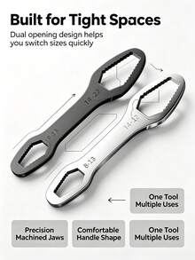 4/1pc 8-22mm Double-Ended Adjustable Wrench, High Carbon Steel Anti-Slip Universal Self-Locking Wrench, Multi-Function Repair Manual Tool, Random Color - Multiple Styles - View 3