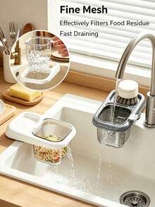 1pc Kitchen Sink Drain Basket, Multi-Functional Drainage Filter Basket With Drip Rack, Food Residue & Tea Leaf Separator, Bathroom Countertop Drying Tray, Home Kitchen Storage Accessory - One Size - View 2