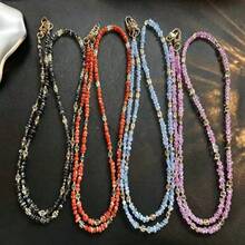Bățoc de telefon cu mărgele din seria Cuburi de Piatră Zdrobită Colorată, lanț lung pentru geantă crossbody, design de nișă, rafinat - Pietriș lung #2 - Vizualizare 1