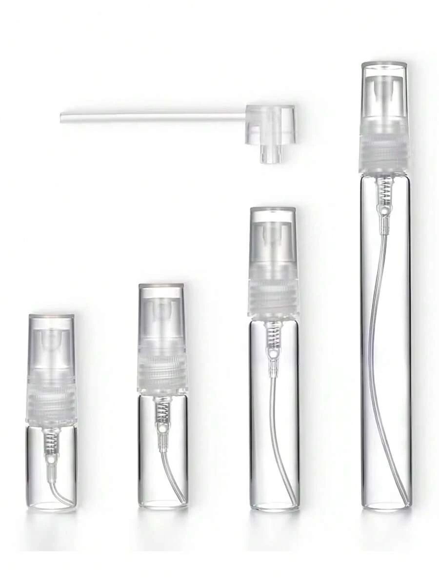 5ml/10ml 便攜式可充填香水噴霧瓶，玻璃瓶身塑膠壓噴頭，迷你輕量旅行噴霧器，空樣品瓶，防漏
