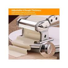 6-Speed Adjustable Manual Pasta Machine, Stainless Steel Hand Crank Dough Roller, Table Clamp Design For Home Kitchen Use - Silver - View 2