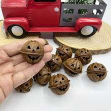 10/5件裝生鏽金屬鄉村風南瓜傑克燈飾手工鈴鐺裝飾品，適用萬聖節、秋季、感恩節手工花環 - 多色 - 查看 9